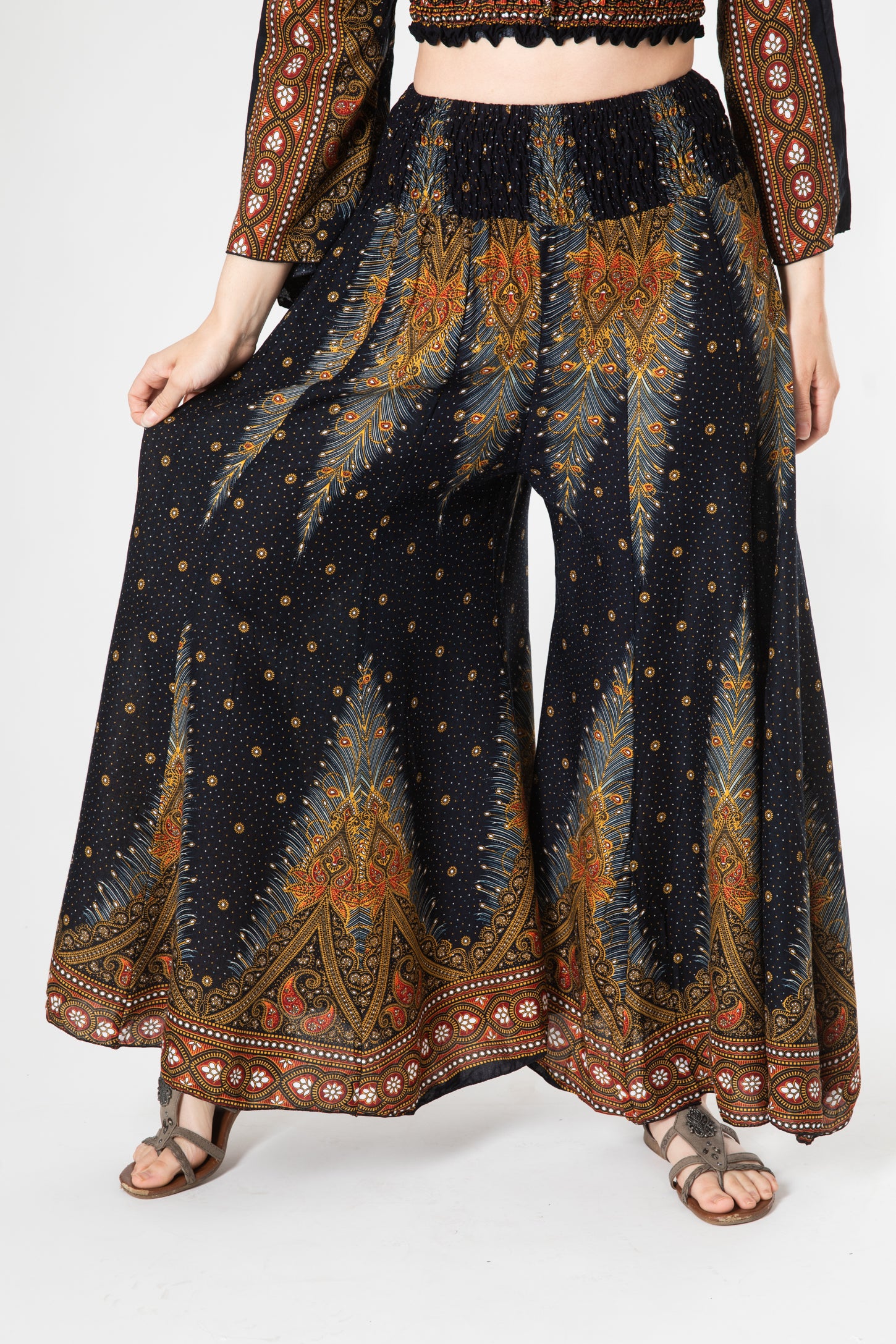 Buy Red Color Gold Print Super Comfy Wide Leg Pants, Indian Handmade Rayon Palazzo  Pant, Lightweight Summer Palazzo Pant, Elasticated Waist Pant Online in  India - Etsy